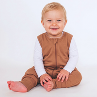 Toffee Brown Big Dots bambusový spací pytel s nohavicemi 1.5 TOG