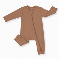 Toffee Brown bambusový overal pro miminko na zip